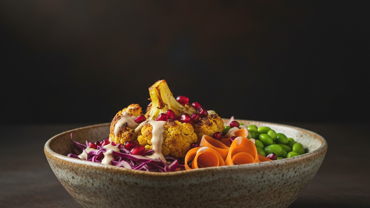 Colorful anti-inflammatory meal bowls with salmon turmeric and leafy greens on a wooden table