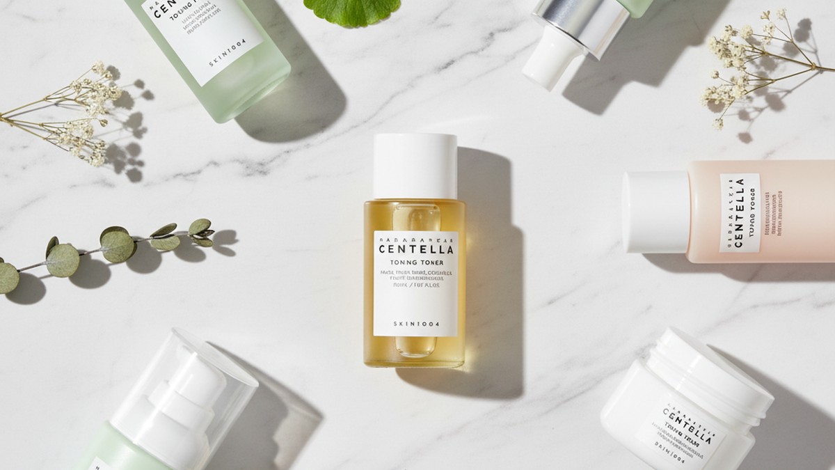 Calming Korean skincare products for stress-related breakouts with centella and tea tree ingredients
