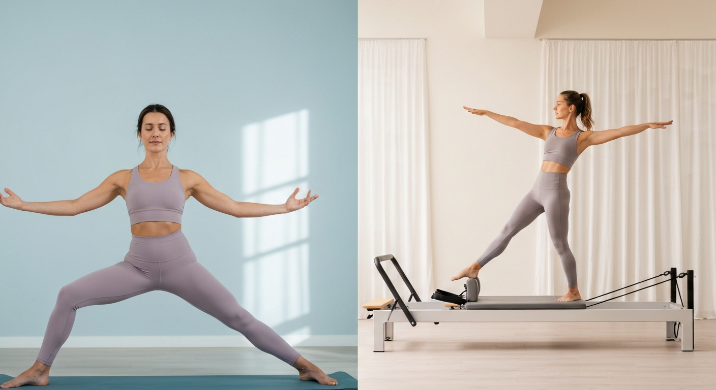 Side-by-side comparison of Yoga and Pilates